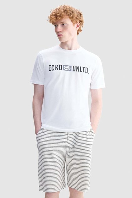 Beckett Regular Fit Crew Neck Printed 100% Cotton Men's White T-Shirt