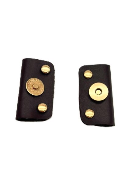 Dark Brown Faux Leather Trocley Magnetic Snap Fastener with Light Gold Metal
