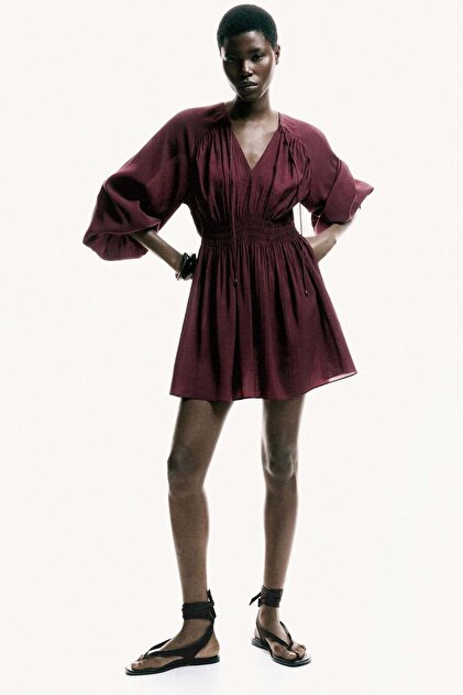 oversize tunic dress Khaki Cotton Oversized Tunic Dress: Long Sleeve Jersey Knit