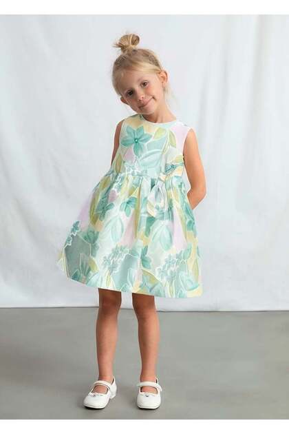 Floral Dress 5-10 Years Green