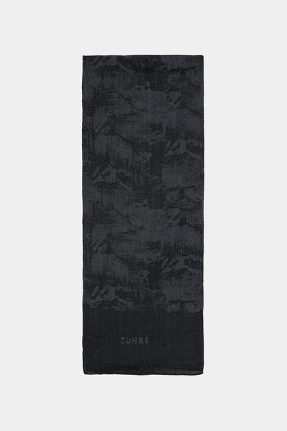 Brushed Textured Patterned Night Black Shawl 0057