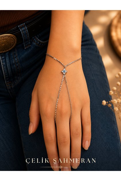 Women's White Color Steel Zircon Stone Minimal Shahmeran Bracelet