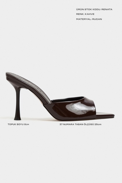 NİŞANTAŞI SHOES Renata Kahve Rugan Önü Açık Sivri Burun Kadın İnce