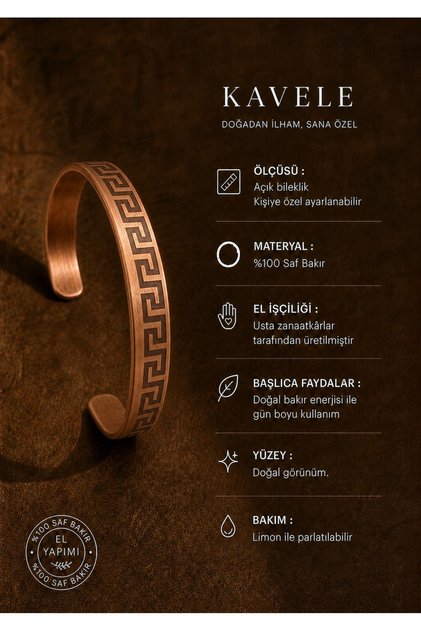 Pure Copper Motif Bracelet-For Health-In Gift Box