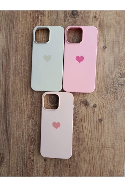 iPhone 15 Pro Max Heart Printed Velvet Inside Silicone Phone Case (3 Pieces)