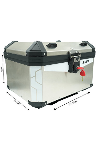 GP KOMPOZİT Base Universal 51 lt Alüminyum Motosiklet Çantası Gri