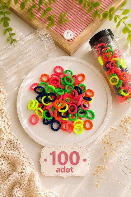 100-Piece Set of Colorful Mini Hair Elastics – Seamless, Soft, Flexible Children's Hair Ties, Assorted Colors