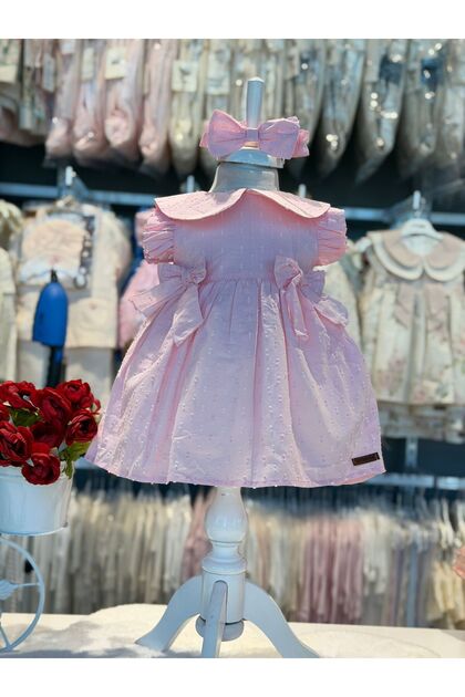 Girl's Nopelli Sleeveless Dress and Headband - 100% Cotton - Pink
