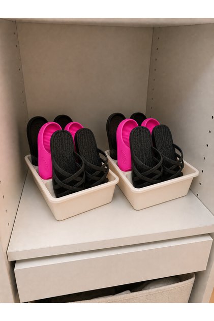 3 Compartment Slipper Organizer Basket - Cream 2-Piece