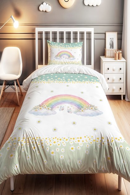 Floral Rainbow Patterned Single Baby Kids Bedding Set