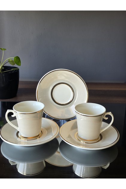 Coffee Set for 2 Persons, 4 Items, Gilded Perla Gold