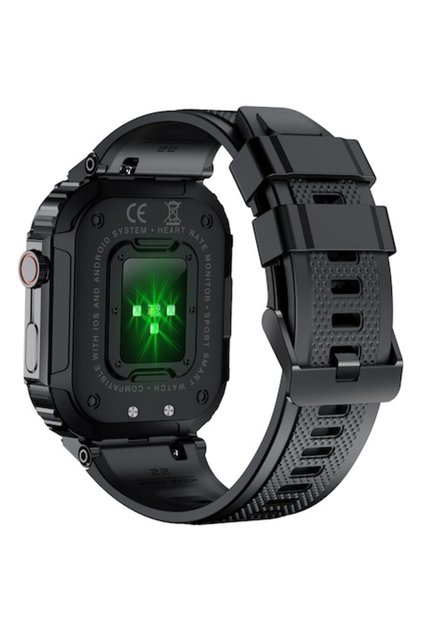 Smartwatch SWC-191B Silicon, Senzor de ritm cardiac și tensiune arterială, Senzor de oxigen în sânge, Negru