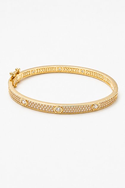 Brățară Premium cu Cristale Strălucitoare, Oțel Inoxidabil Placat, Model Elegant Tip Bangle, Auriu, Argintiu sau Negru, Închidere Sigură