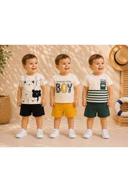 3-Piece Baby Boy Shorts Set
