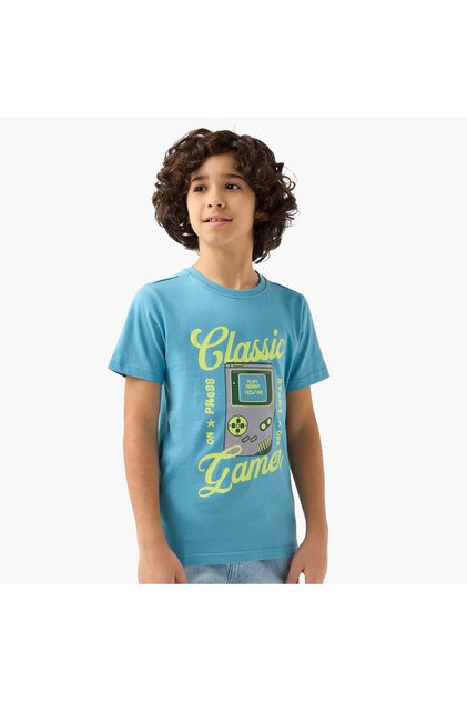 Crew Neck Short Sleeve T-shirt with Graphic Print