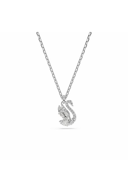 Swan Kolye, Karışık kesimler, Kuğu, Beyaz, Rodyum kaplama