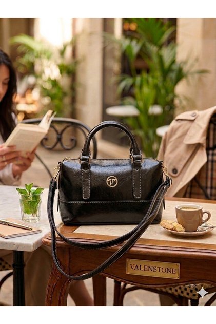 Valenstone Earthly Luxe - Urban Nature Stylish Design Daily Use Shoulder Bag and Handbag - Black - Cream - Coffee