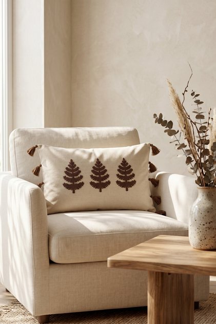 Buldan Işi Bohem Special Design Tree Pattern Decorative Throw Pillow Cover Spring Series 35X55 cm