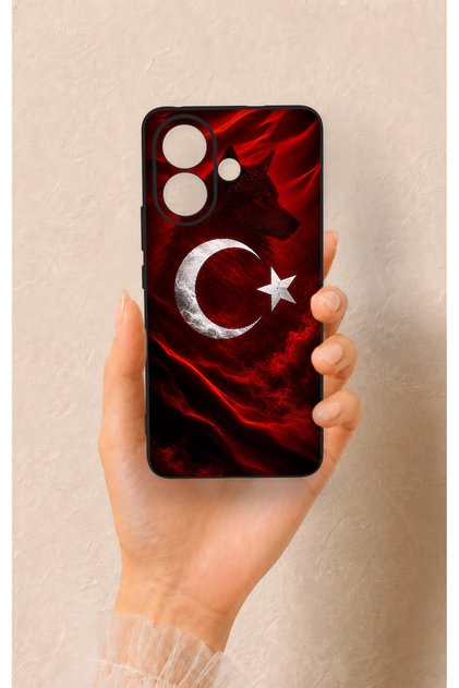 Vivo V60 Lite Compatible Wolf Turkish Flag Patterned Silicone Case