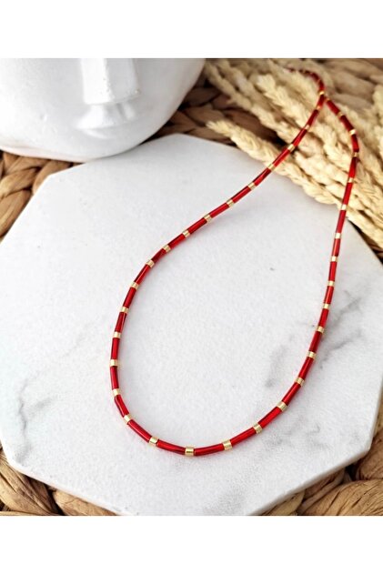 Women's Red Stick Necklace