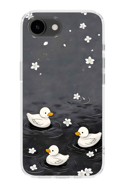 iPhone 16E Compatible Baby Ducks Patterned Transparent Phone Case