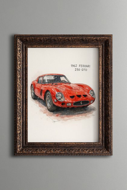 Classic Sports Car – Vintage Patterned Painting – Thick Model