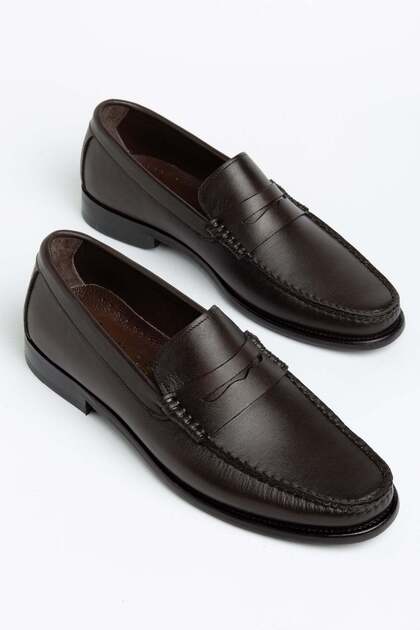Genuine Leather Men's Classic Shoes Brown College Model Jurdan Sole