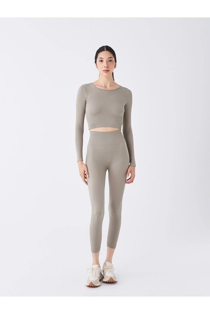 Xside Khaki Elastic Waist Flat Interlock Women's Sports Leggings