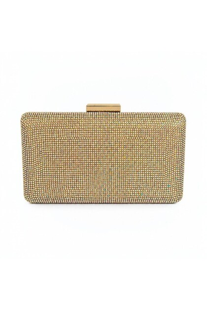 Gold Yellow Shiny Stone Covered Promise Engagement Wedding Women Evening Dress Bag Clutch