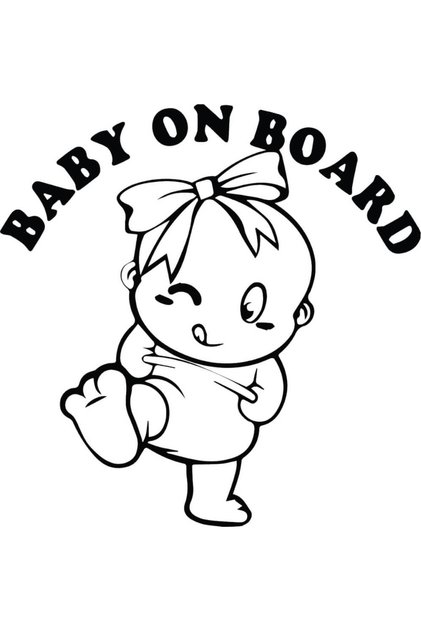 Sticker Baby on Board Fetita 25cm Gri inchis