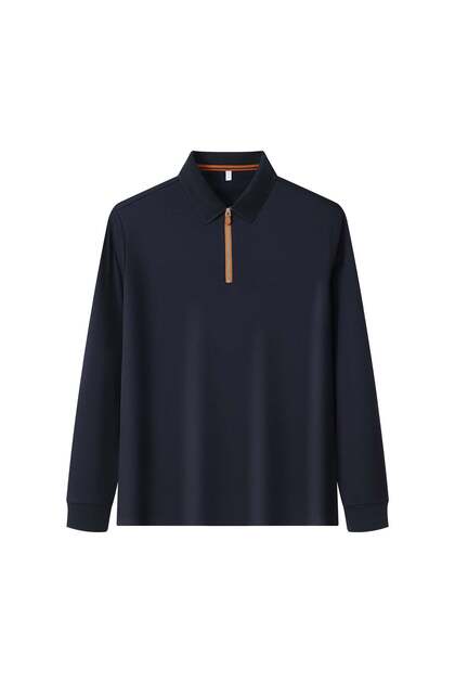 Arw61038 Seri̇ntutan--High Quality Long-Sleeved Zippered Polyamide Polo Collar Tshirt