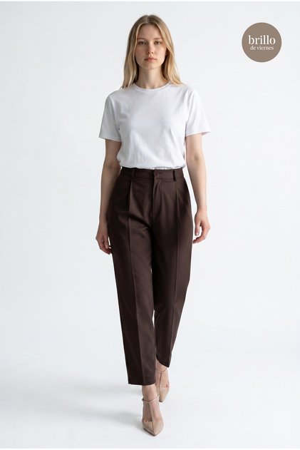 Havuç Cut Women's Pleated Fabric Trousers with Pockets