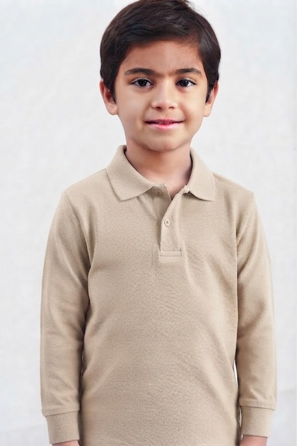 Children's Unisex Cotton Polo Collar Long Sleeve School T-Shirt (Back to School)