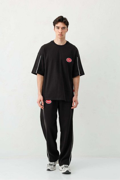 Oversize Baskılı Eşofman Takım Siyah