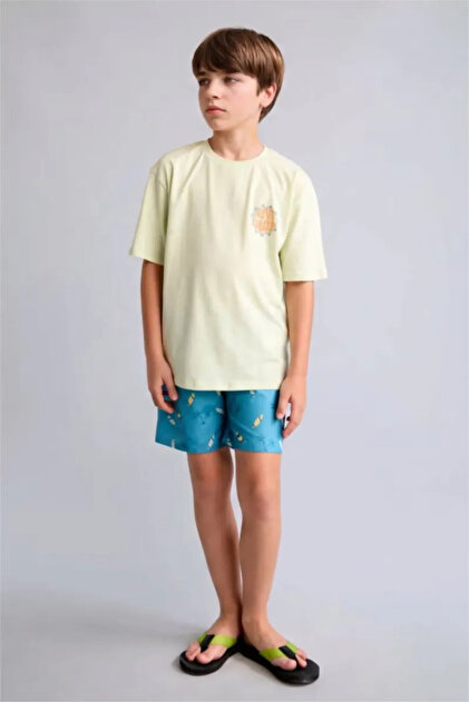 Printed Blue Swim Shorts for Boys H1814A826Hs