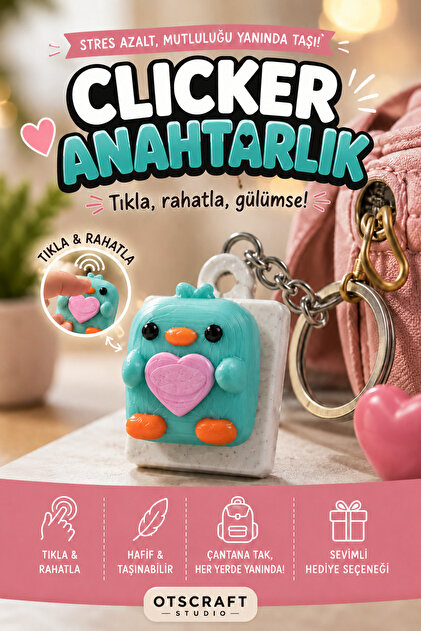 Chick Clicker Keychain 3D Printing Stress Relief Fidget Keychain Bag Ornament & Gift Accessory