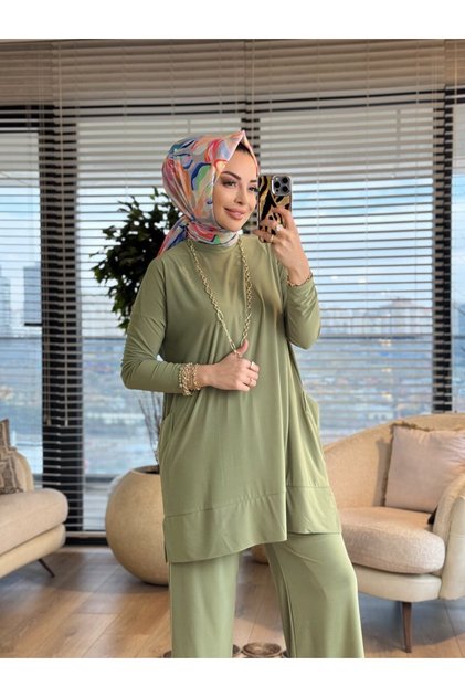 5015 Yanları Cepli Sandy Takım Çağla