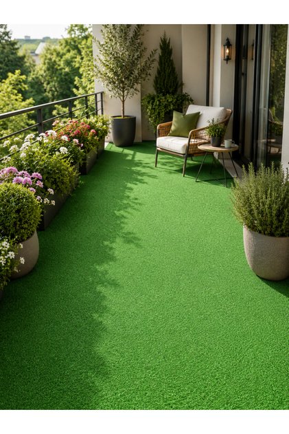 Mocheta tip Gazon Artificial Basic F7, Lungime Fir 7 mm, Latime 1m, Marime 100 x 400 cm, Verde, Antialergic, Polipropilena, Curte, Terasa, Balcon, Piscina, Loc de Joaca, Gradinita, Cresa