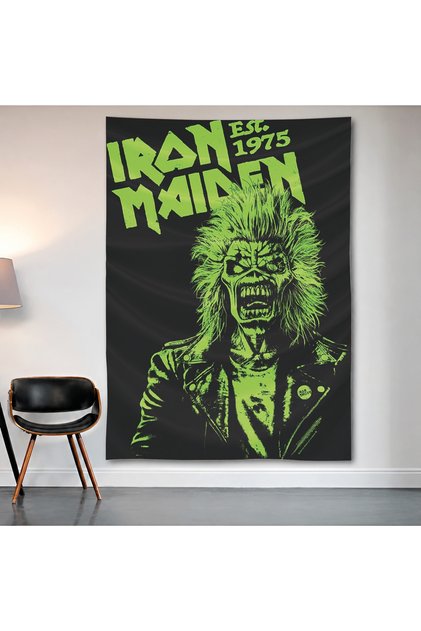 Iron Maiden Eddie Wall Covering Wall Tapestry First Quality Satin Fabric Poster