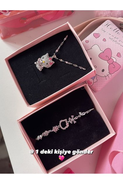 Hello Kitty Kolye ve Bileklik İkili Set