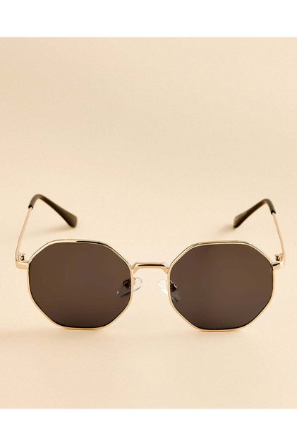 Boys Gold Hexagonal Aviator Sunglasses