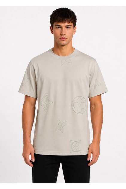 100% Cotton Regular Fit Crew Neck Short Sleeve Embossed Printed Men's T-Shirt