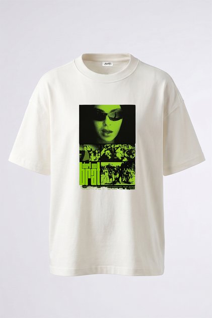 Charli Xcx Brat_1 Design Printed Oversize White T-Shirt