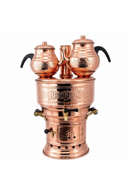 El İşlemeli Bakır Semaver 7 Lt