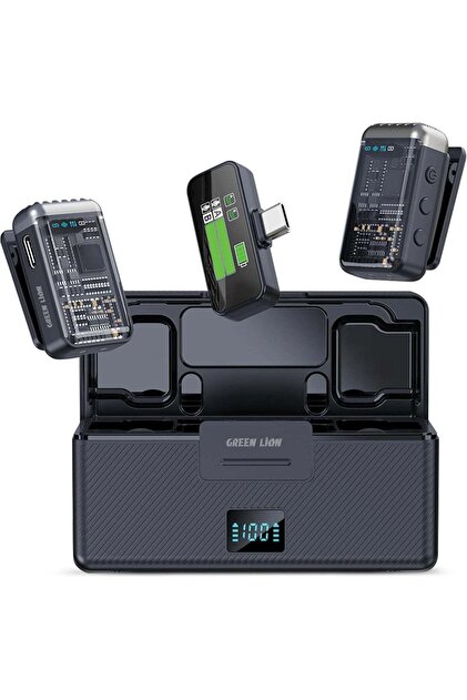 GM-85X 3 In 1 Wireless Microphone, LED Display, 6H Working Time, USB-C/Lightning Head/Camera Receiver, Noise Reduction/Reverb/Silent Mode (GM-90X 3-in-1 Wireless Microphone-Black)