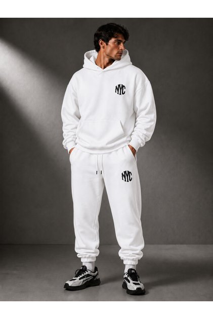 Unisex Nyc Monogram Printed Winter Tracksuit Set