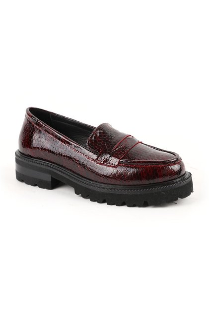 Women's Loafer Shoes Snake Print Shiny Chunky Thick Sole Slip-On L031.26102202