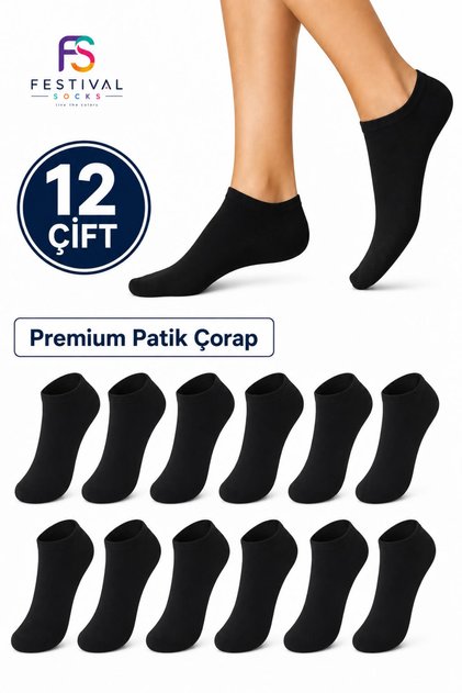 12 Pairs Unisex Cotton Black Booties Socks Set, Non-Sweat, Ideal for Daily Use