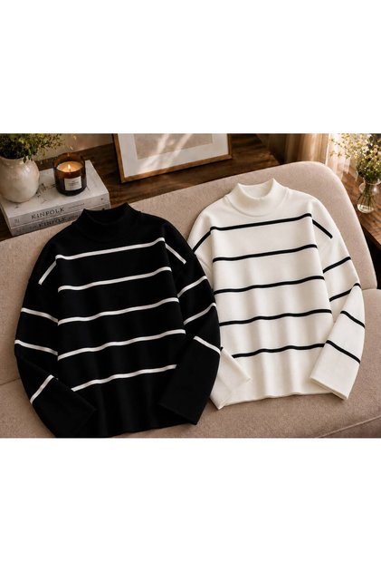 2-Pack Advantageous Women's Striped Oversize Knit Sweater