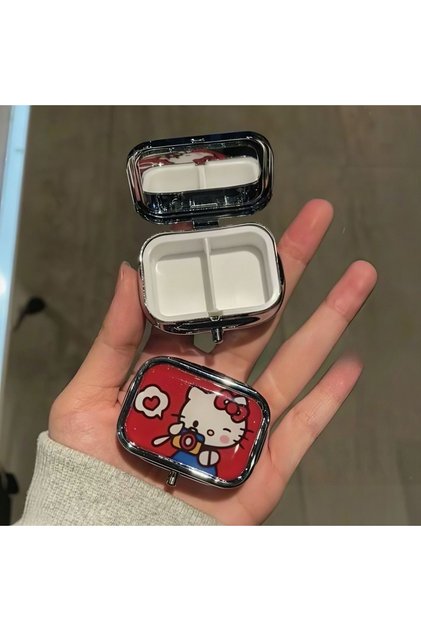 KT-1 2026 Sanrio Anime Hello Kitty Metal Storage Box Pill Organizer Compartmentalized Cute Cartoon M